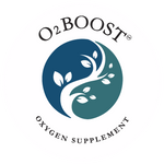 O2Boost oxygen supplement tree of life green and blue with leaves.